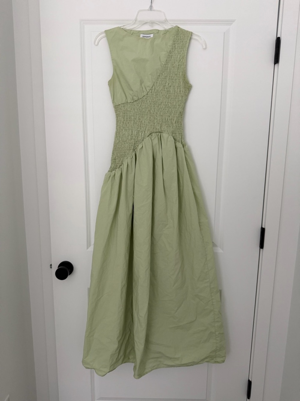 Peppermayo asymmetric shirred maxi dress